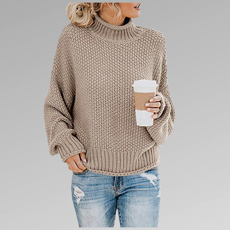 Marlowick | Women's Turtleneck Chunky Knit Oversized Long Sleeve Sweater