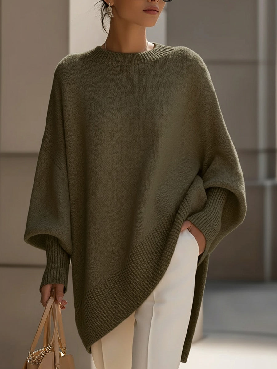 Rosalind | Women's Oversized Draped Asymmetric Knitted Jumper