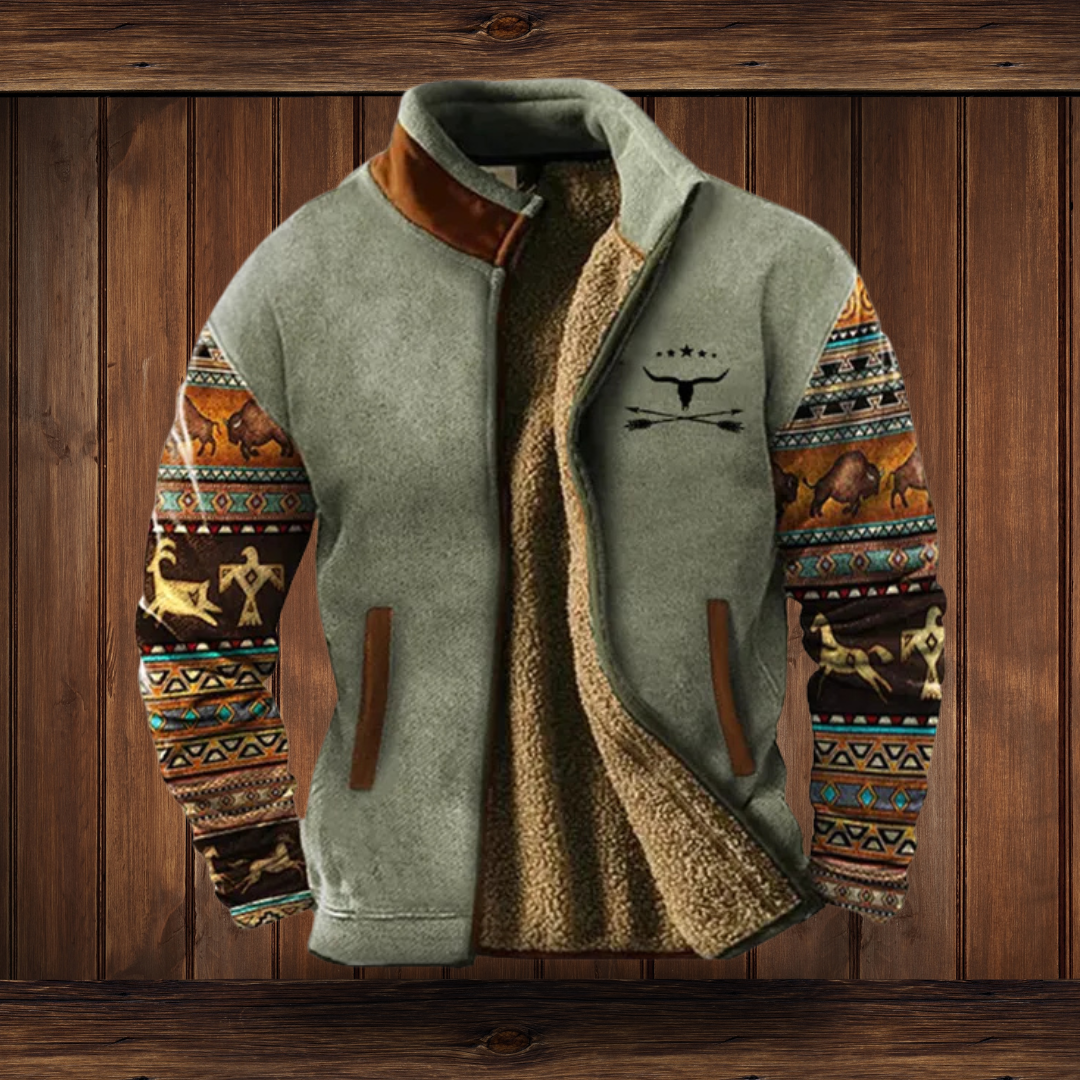 Grayson | Men's Western Aztec Print Zip-Up Fleece Jacket
