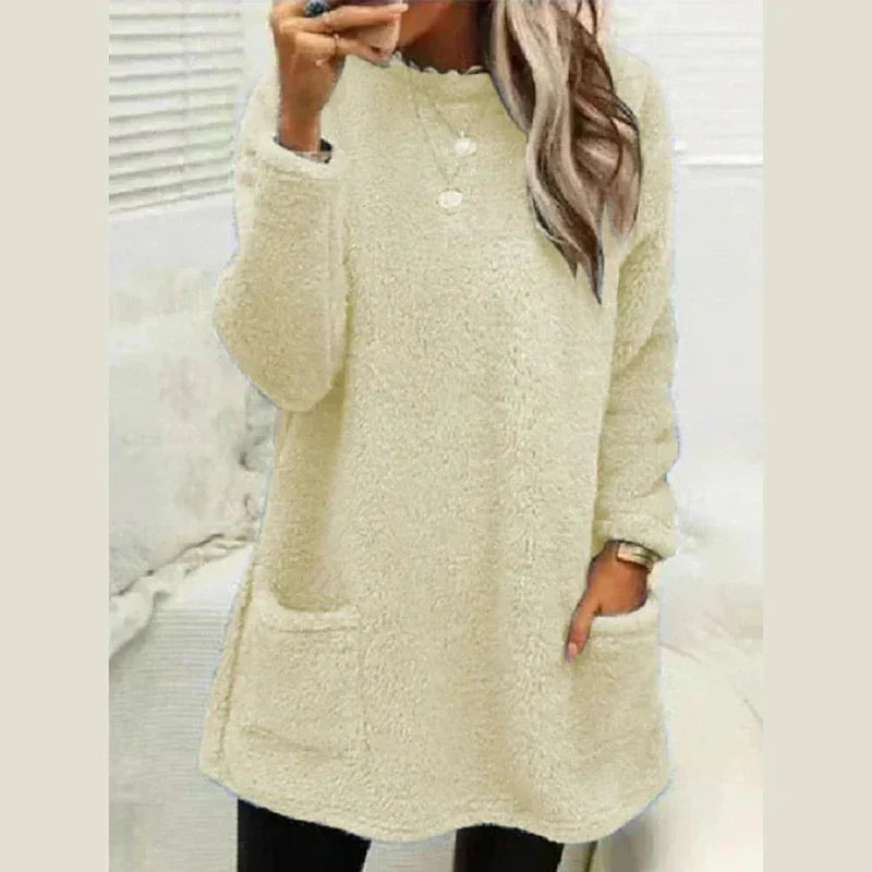 Sabine | Women's Fleece Longline Pocket Winter Jumper