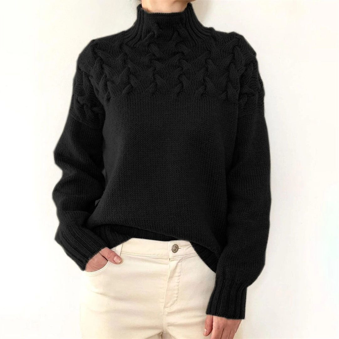 Elenwyn | Women's Oversized Turtleneck Cable Knit Roll Neck Jumper