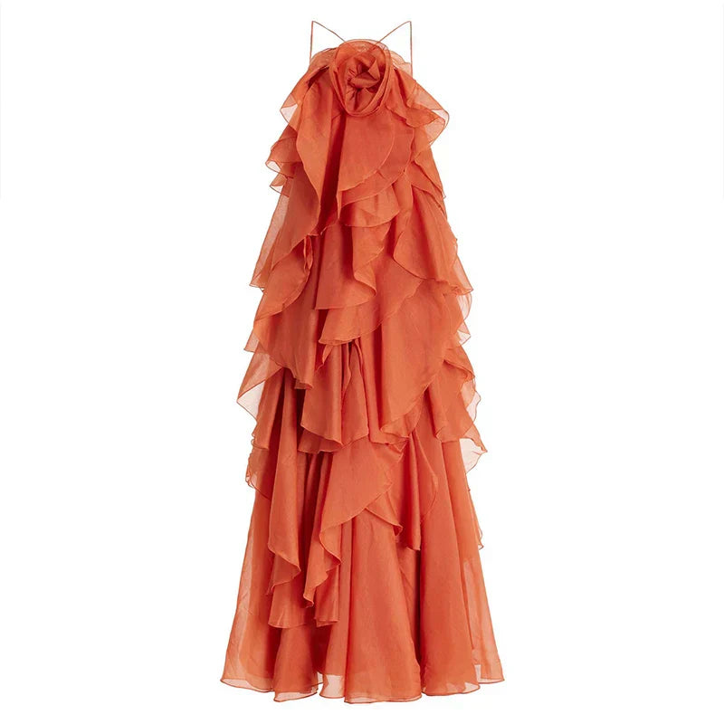 Vera | Women's Ruffle Chiffon Floral Maxi Dress