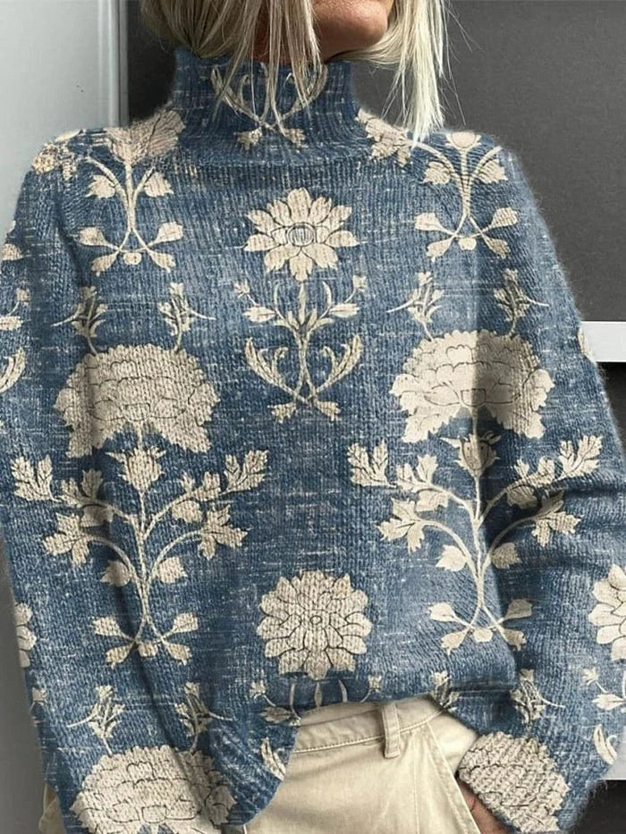 Wisteria | Women's Woodland Animal Print Cosy Knit Turtleneck Sweater