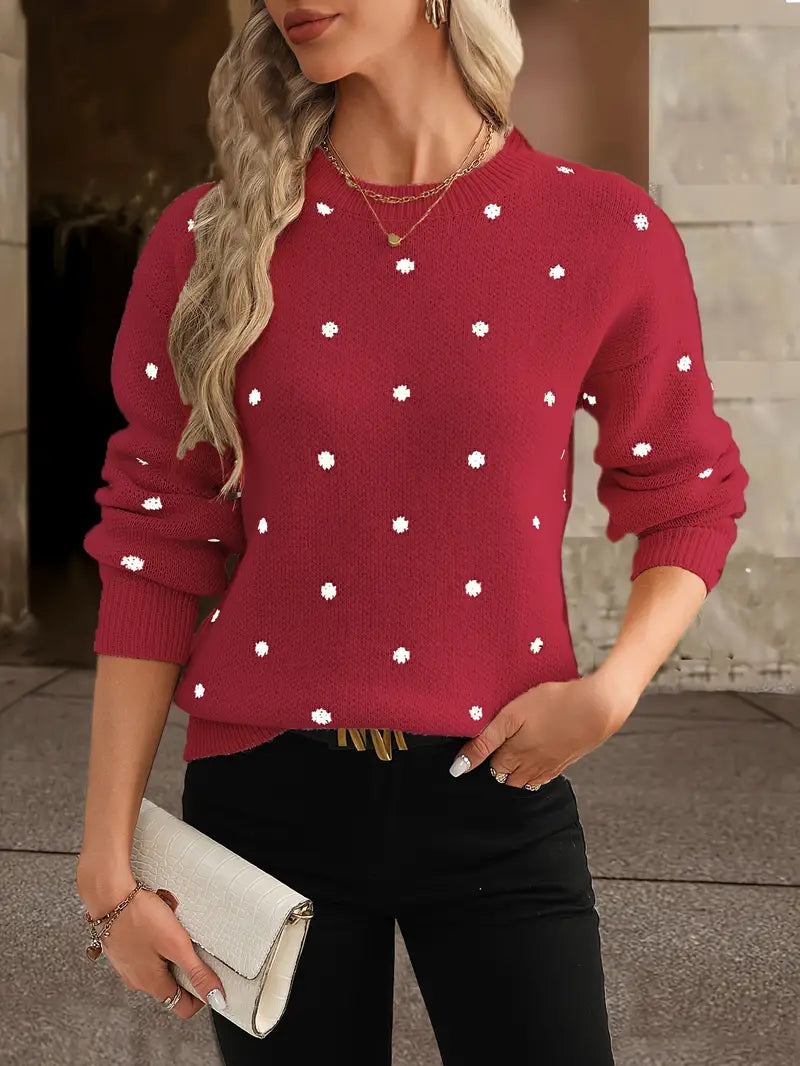 Maribeth | Women's Polka Dot Knitted Oversized Jumper
