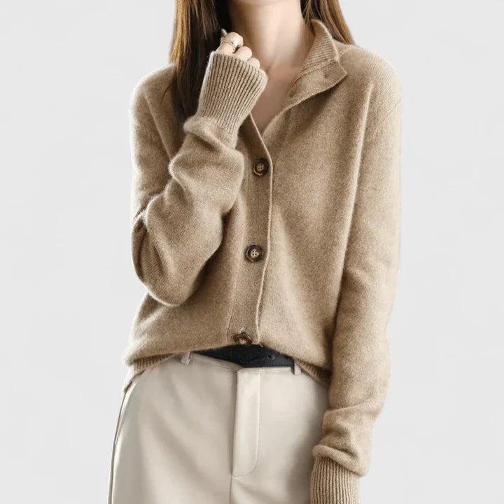 Sylvaine | Women's V-Neck Button-Up Knitted Cardigan