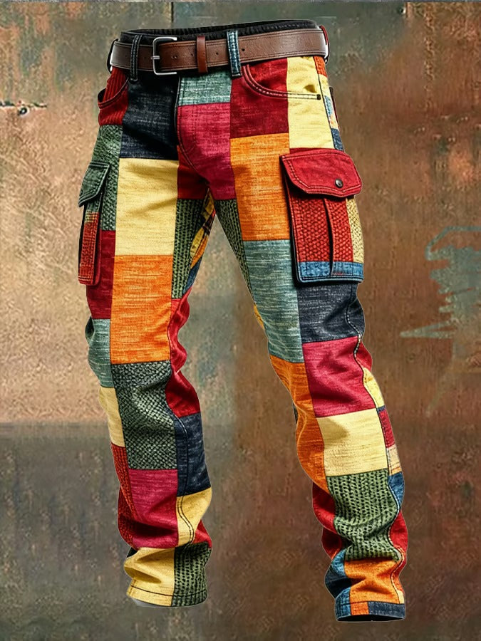 Halloran | Men's Patchwork Colourful Cargo Trousers