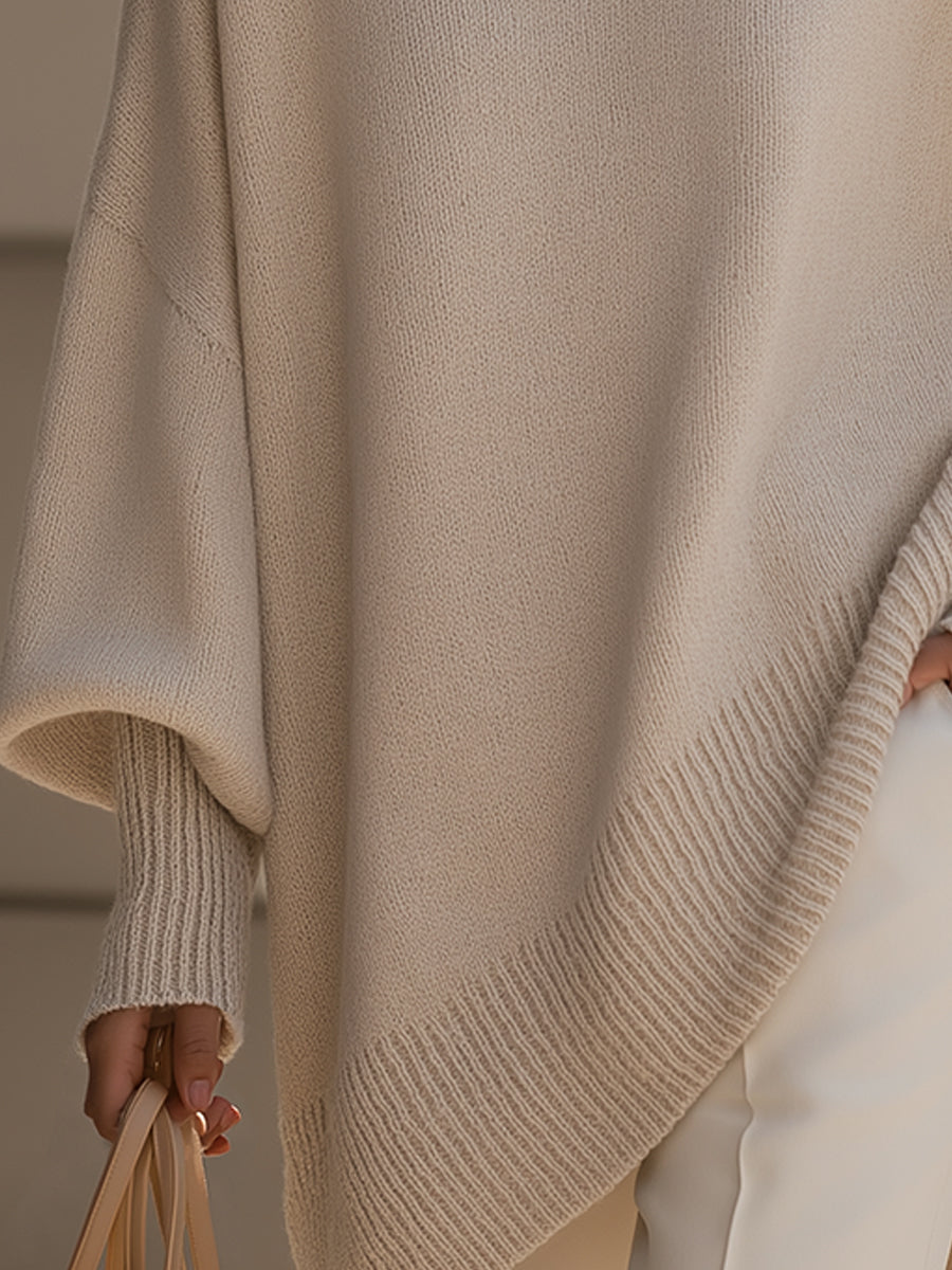 Rosalind | Women's Oversized Draped Asymmetric Knitted Jumper