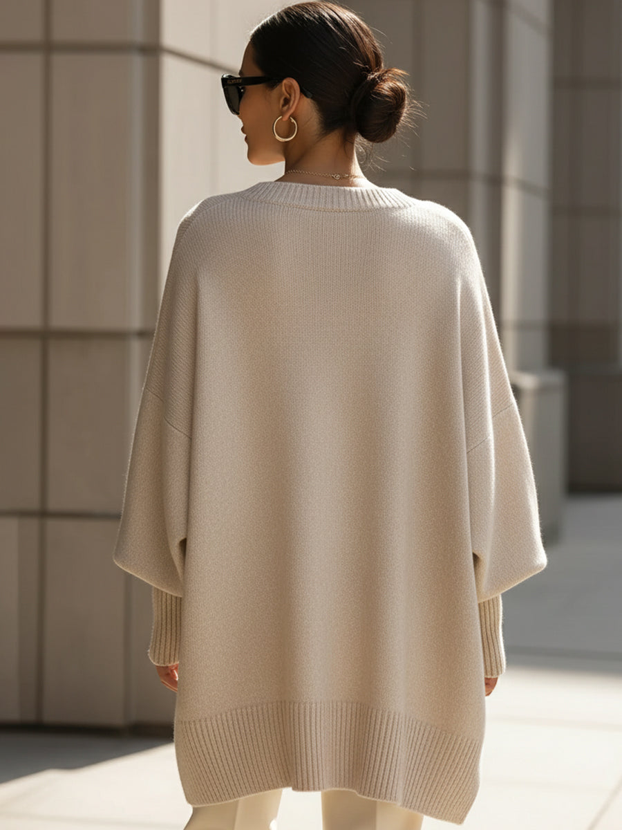 Rosalind | Women's Oversized Draped Asymmetric Knitted Jumper
