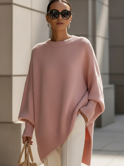 Rosalind | Women's Oversized Draped Asymmetric Knitted Jumper