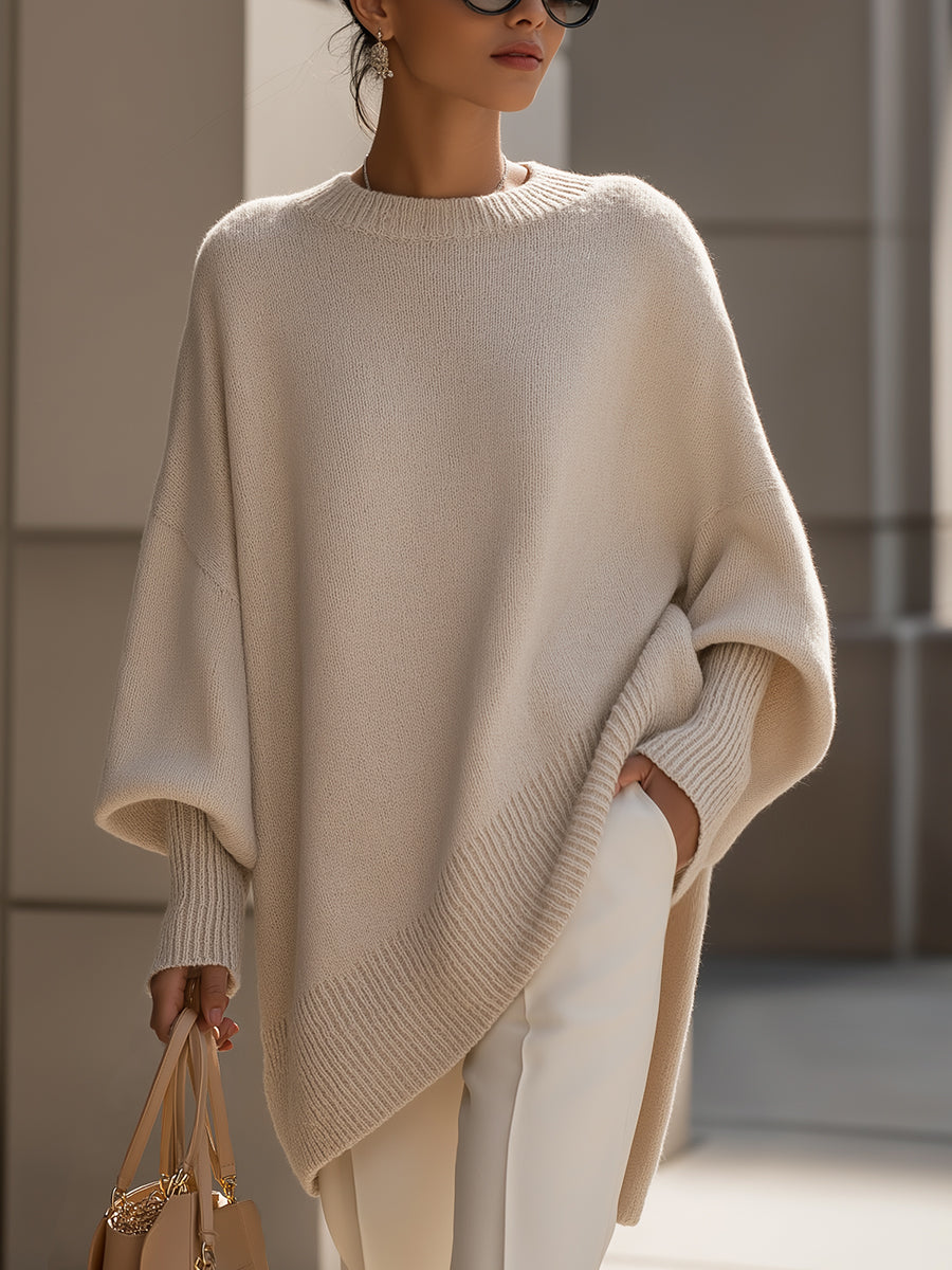 Rosalind | Women's Oversized Draped Asymmetric Knitted Jumper