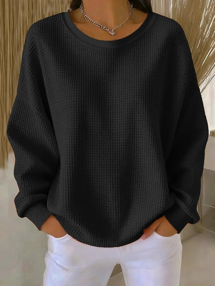 Marlowen | Women's Waffle Knit Oversized Long Sleeve Jumper