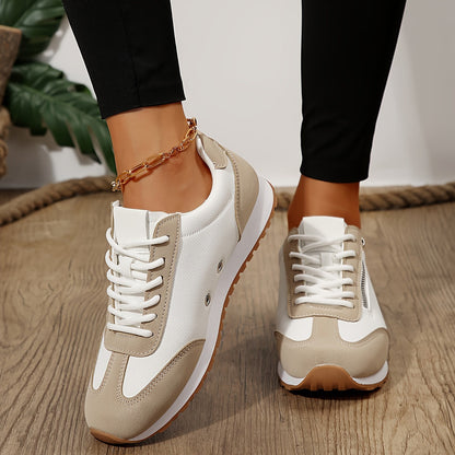 Elina | Women's Lace-Up Colour Block Low Top Trainer