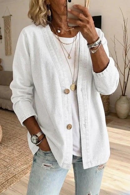 Nadine | Women's Casual Denim Open-Front Cardigan
