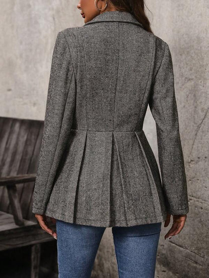 Clara | Women's Herringbone Peplum Tailored Blazer