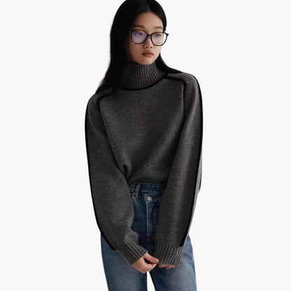 Marlowe | Women's Turtleneck Contrast Trim Relaxed Fit Jumper