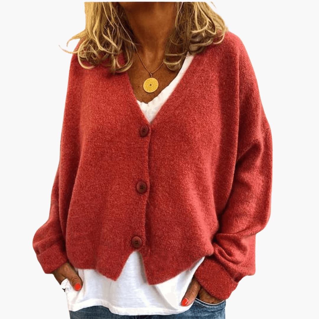 Marlowe | Women's Knitted Button-Up V-Neck Long Sleeve Cardigan