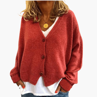 Marlowe | Women's Knitted Button-Up V-Neck Long Sleeve Cardigan