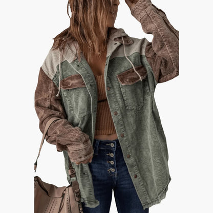 Marlowe | Women's Colour Block Corduroy Button-Up Oversized Jacket