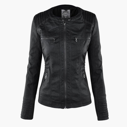 Harper | Women's Faux Leather Hooded Zip-Up Jacket
