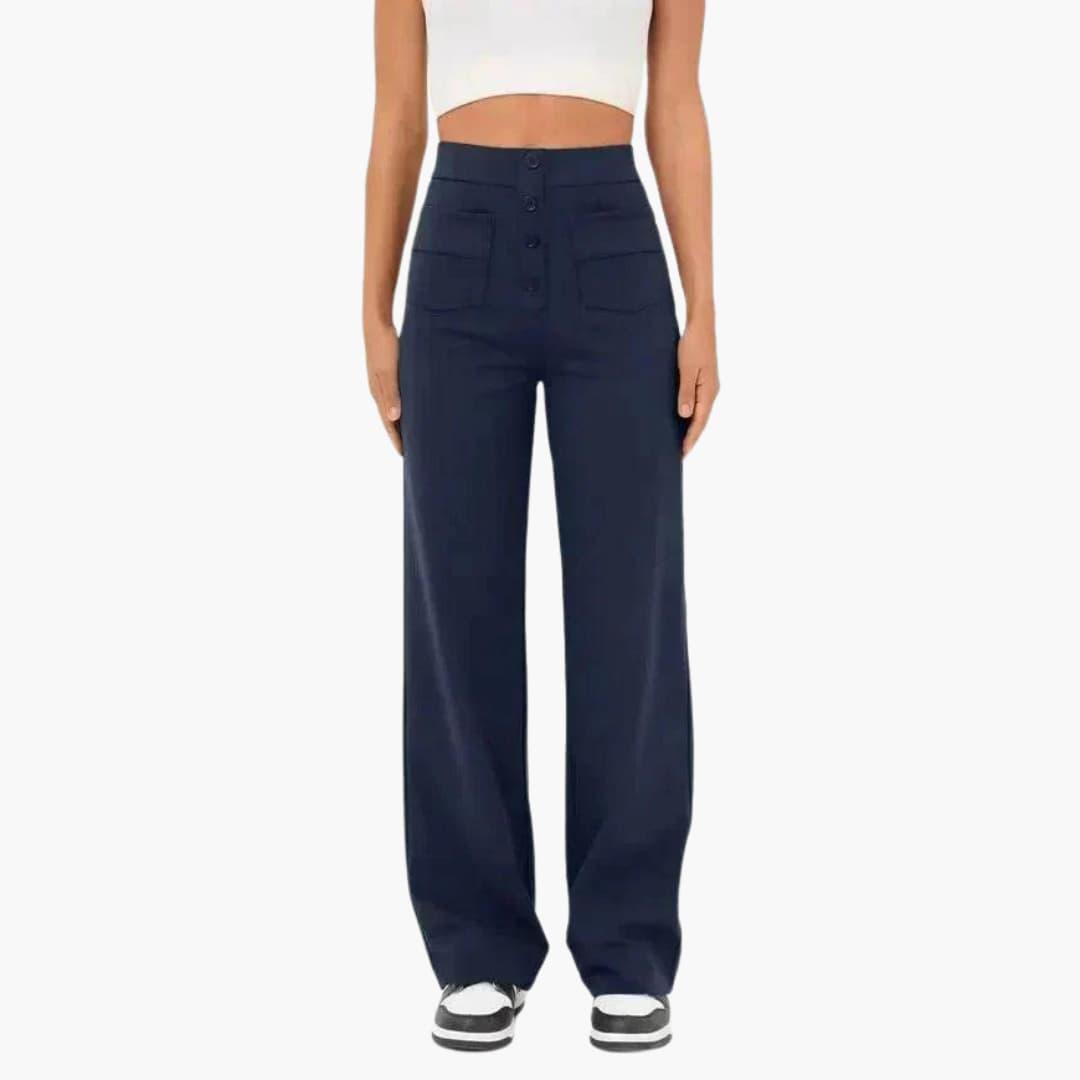 Marlowe | Women's High Waisted Wide Leg Button Front Trousers