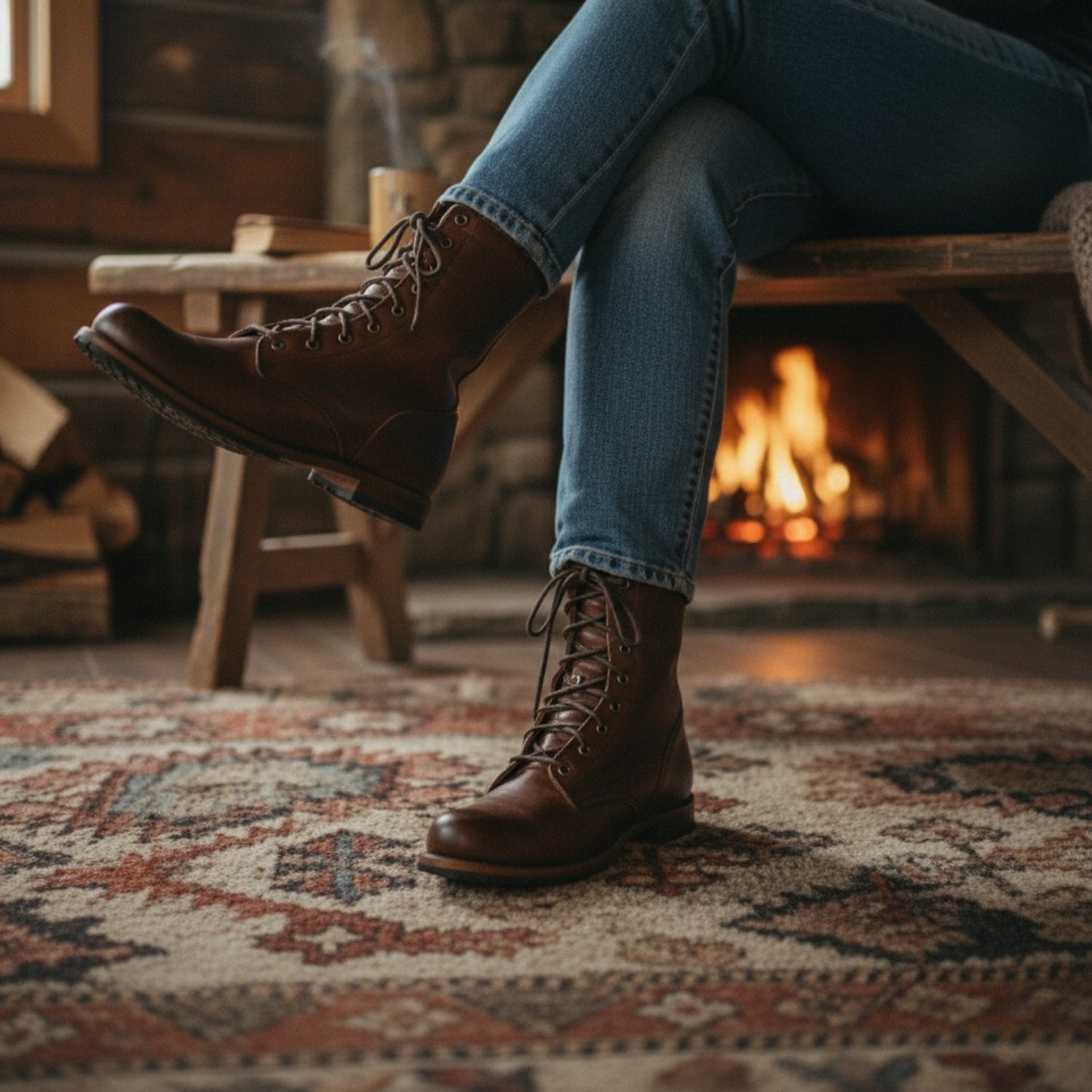 Thornbury | Women's Lace-Up Leather Combat Ankle Boot
