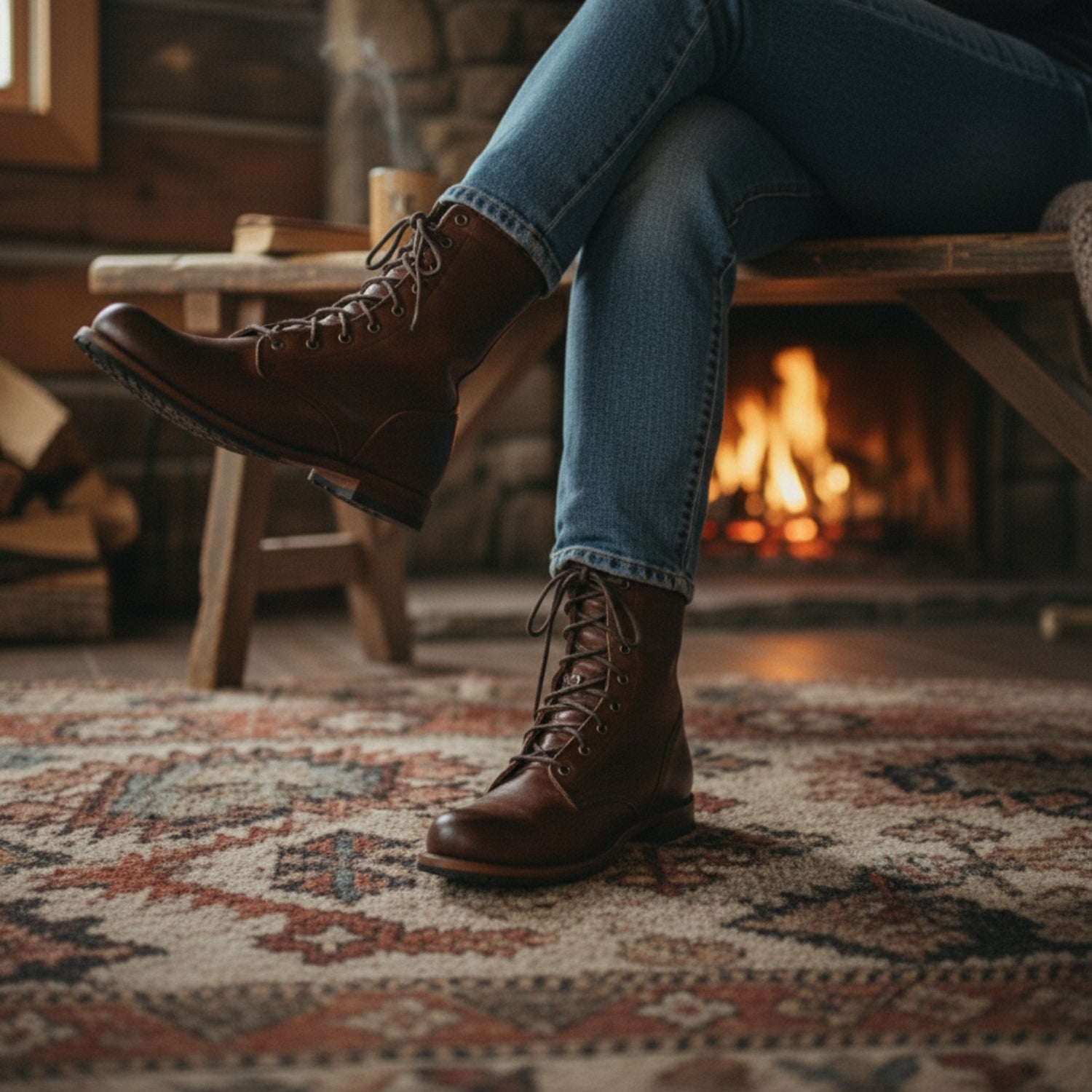 Thornbury | Women's Lace-Up Leather Combat Ankle Boot