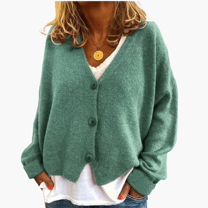 Marlowe | Women's Knitted Button-Up V-Neck Long Sleeve Cardigan