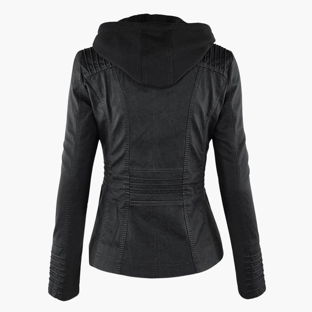 Harper | Women's Faux Leather Hooded Zip-Up Jacket
