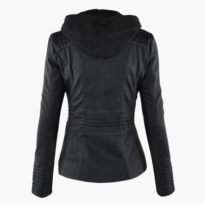 Harper | Women's Faux Leather Hooded Zip-Up Jacket