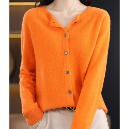 Rosalie | Women's Merino Wool Cashmere Blend Knit O-Neck Cardigan