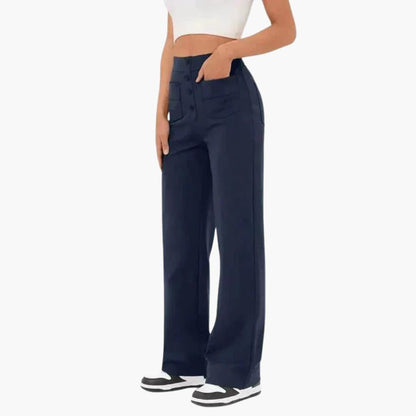 Marlowe | Women's High Waisted Wide Leg Button Front Trousers