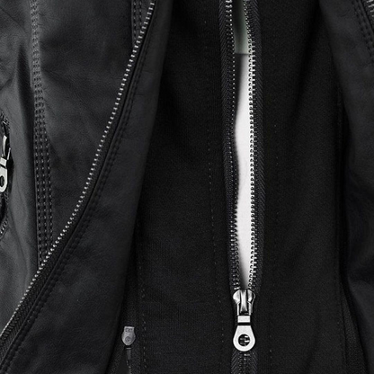 Harper | Women's Faux Leather Hooded Zip-Up Jacket