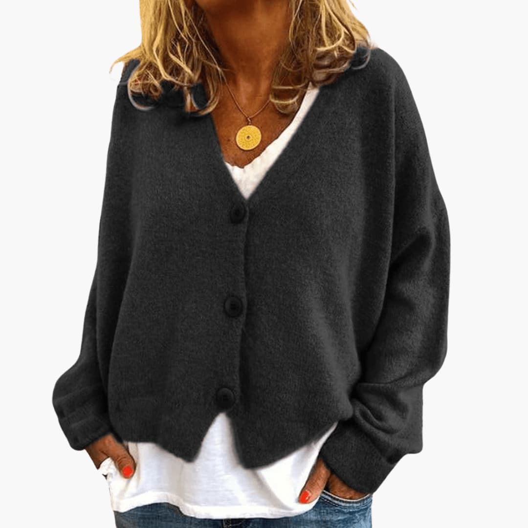 Marlowe | Women's Knitted Button-Up V-Neck Long Sleeve Cardigan