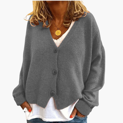 Marlowe | Women's Knitted Button-Up V-Neck Long Sleeve Cardigan