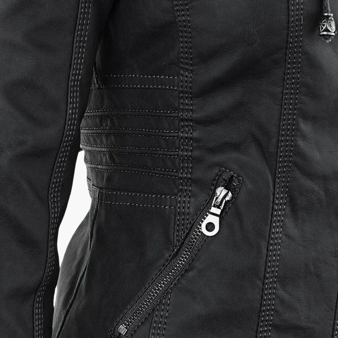 Harper | Women's Faux Leather Hooded Zip-Up Jacket