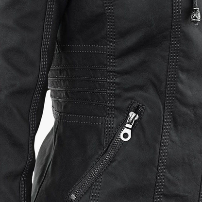 Harper | Women's Faux Leather Hooded Zip-Up Jacket