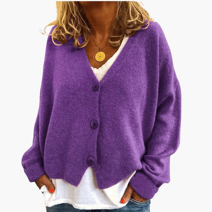 Marlowe | Women's Knitted Button-Up V-Neck Long Sleeve Cardigan