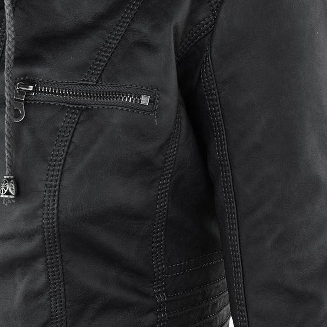 Harper | Women's Faux Leather Hooded Zip-Up Jacket