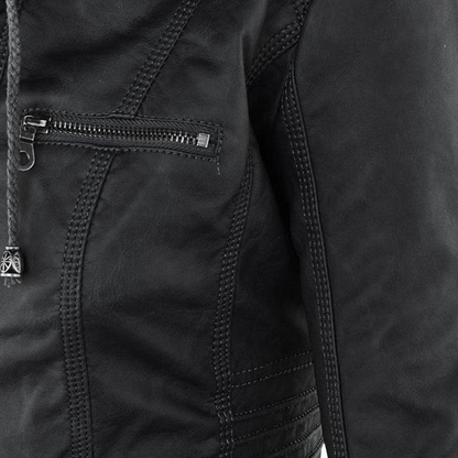 Harper | Women's Faux Leather Hooded Zip-Up Jacket