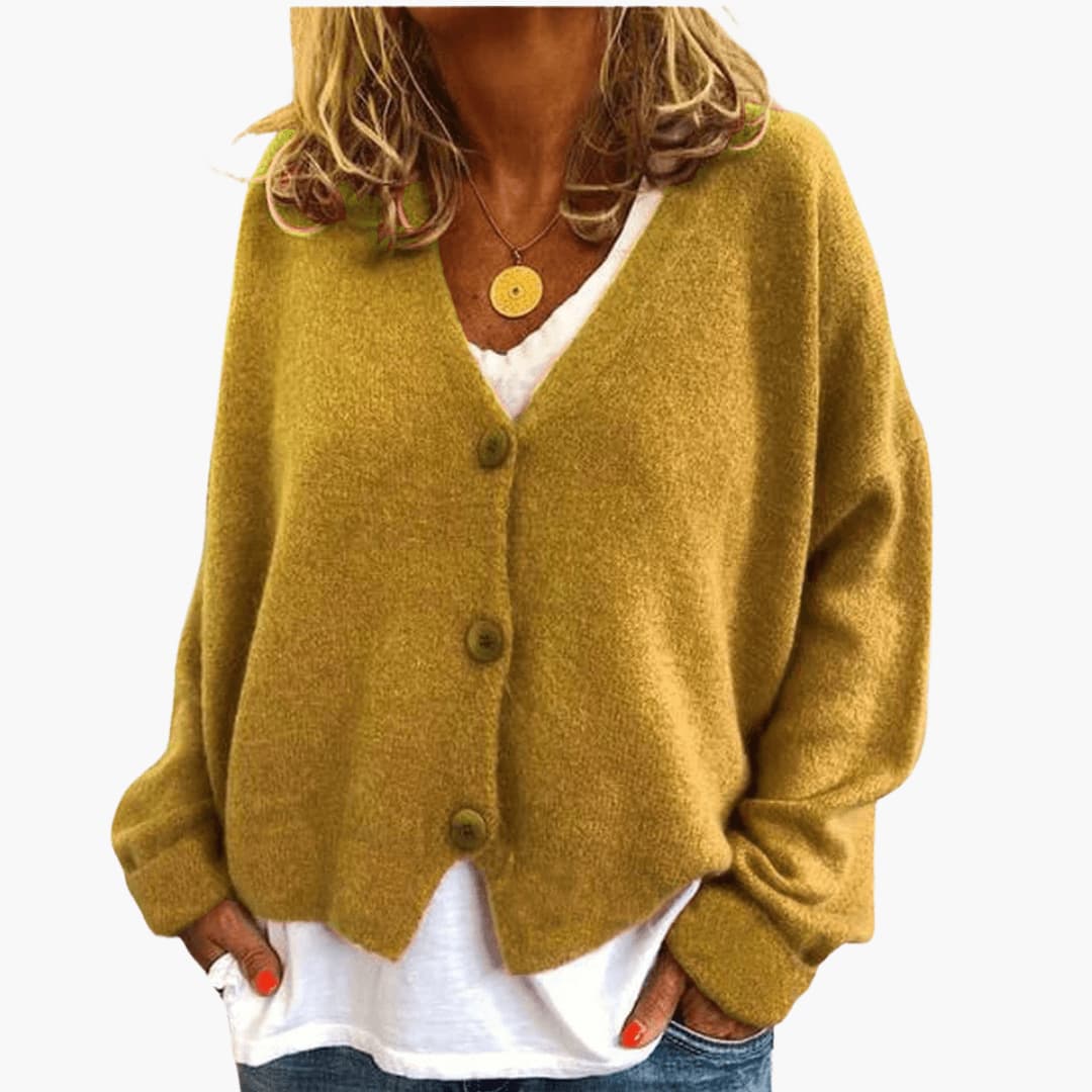 Marlowe | Women's Knitted Button-Up V-Neck Long Sleeve Cardigan