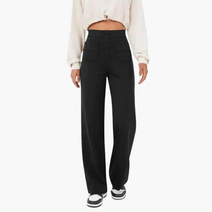 Marlowe | Women's High Waisted Wide Leg Button Front Trousers