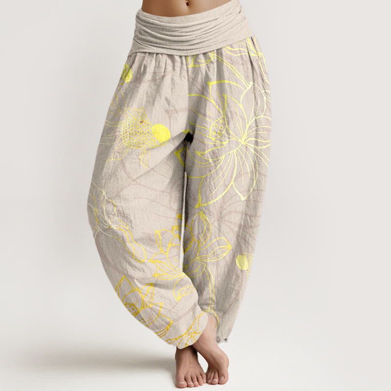 Lotus | Women's Cotton Elastic Waist Boho Print Harem Pants