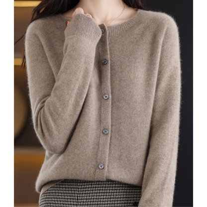Rosalie | Women's Merino Wool Cashmere Blend Knit O-Neck Cardigan