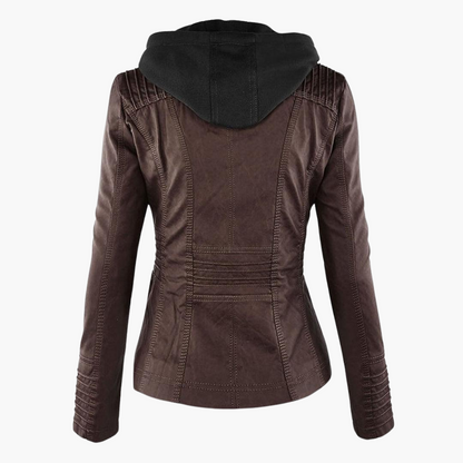 Harper | Women's Faux Leather Hooded Zip-Up Jacket