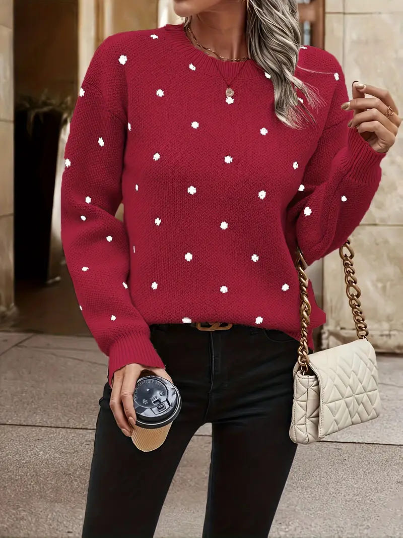 Maribeth | Women's Polka Dot Knitted Oversized Jumper