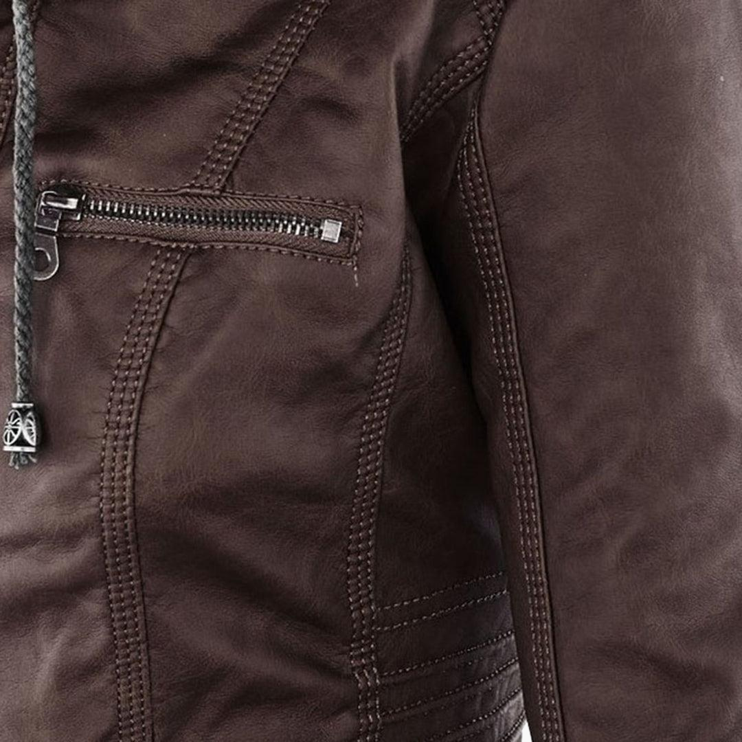Harper | Women's Faux Leather Hooded Zip-Up Jacket