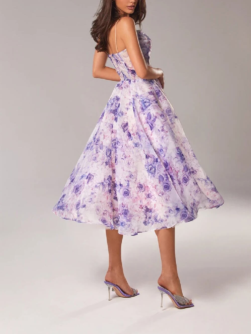 Jane | Women's Floral Sleeveless Swing Wedding Guest Midi Dress