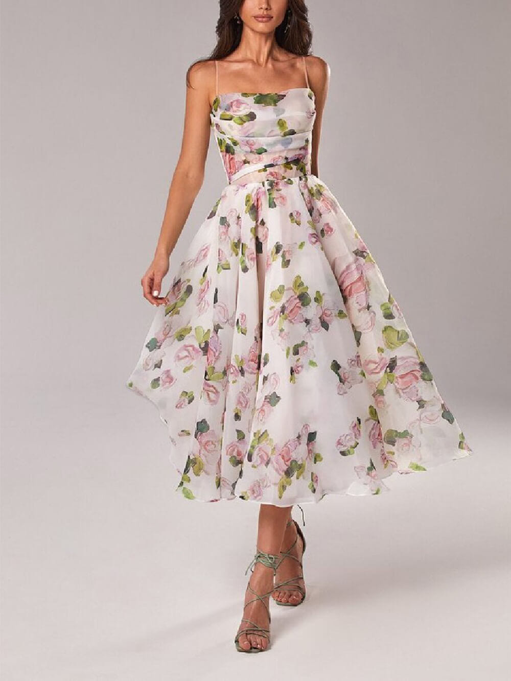 Jane | Women's Floral Sleeveless Swing Wedding Guest Midi Dress