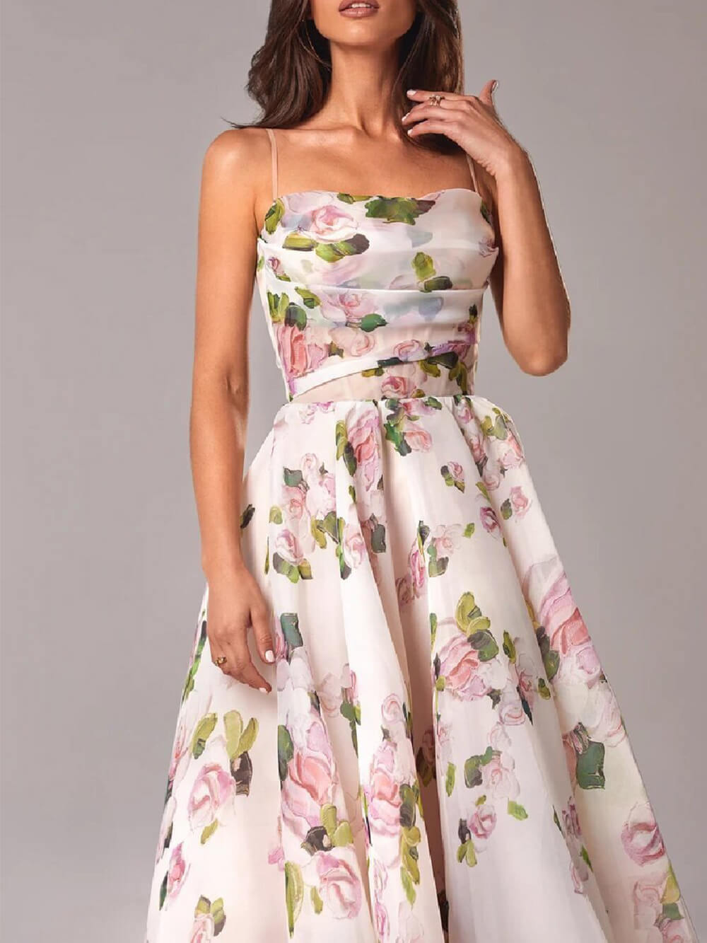 Jane | Women's Floral Sleeveless Swing Wedding Guest Midi Dress
