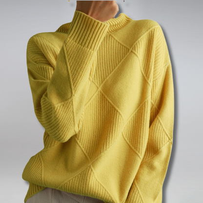 Marlowe | Women's Oversized Turtleneck Diamond Knit Sweater